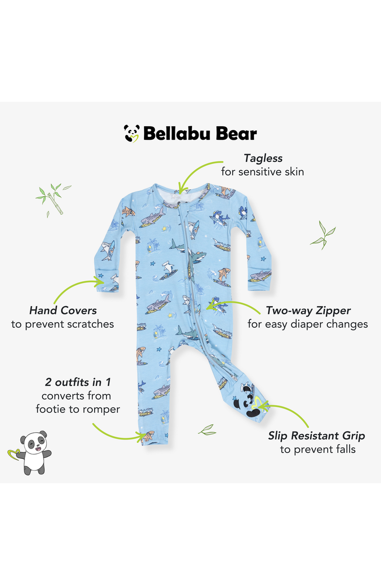 Bellabu Bear Baby Shark School Convertible Footie, Alternate, color, Shark School