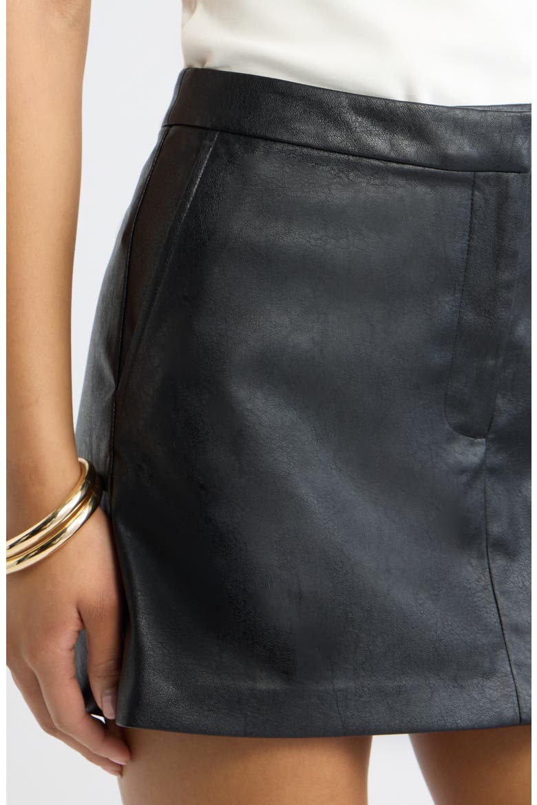 Faux Leather Mini Skort, Alternate, color, BLACK