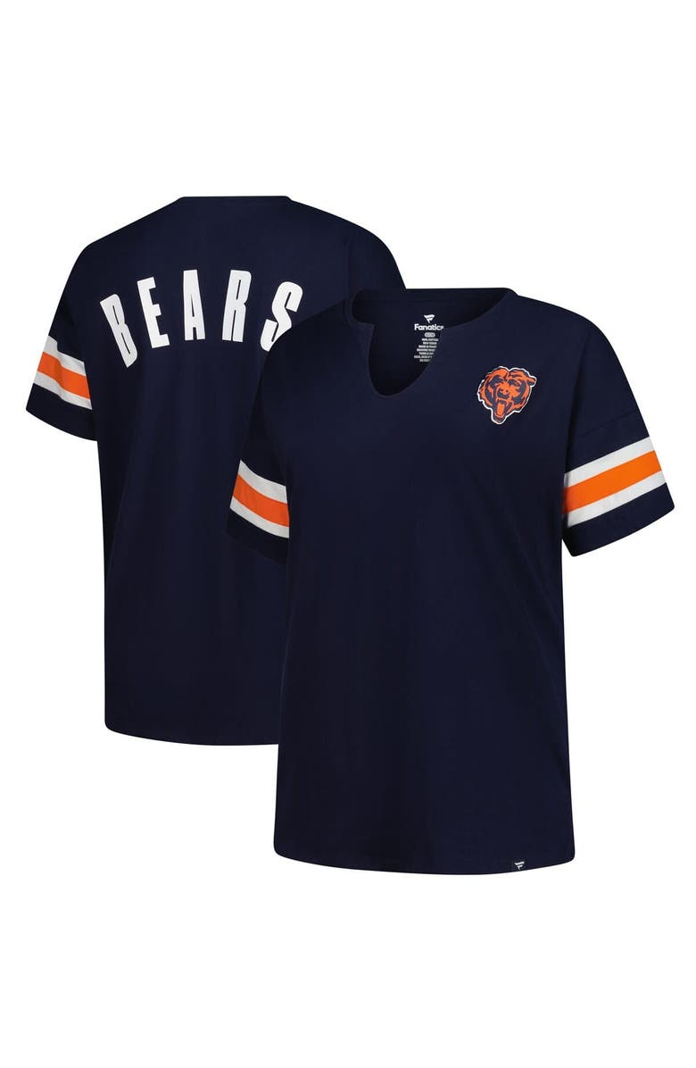 FANATICS Women's Fanatics Navy Chicago Bears Plus Size Redzone Notch Neck T-Shirt, Main, color,