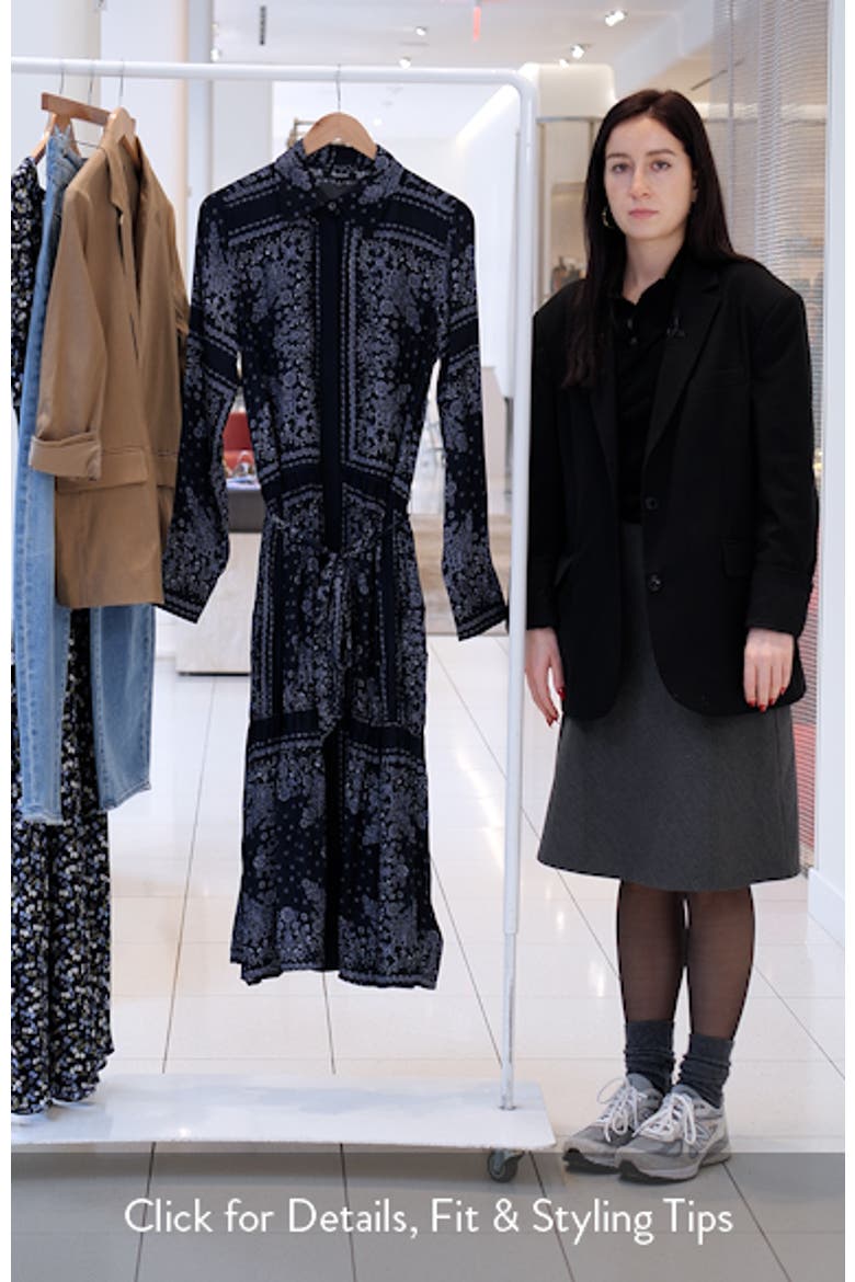 ♡imda4.3Natassa Outfit♡SALE！ Bandana Print Relaxed Long Sleeve Tiered Midi Dress (Women