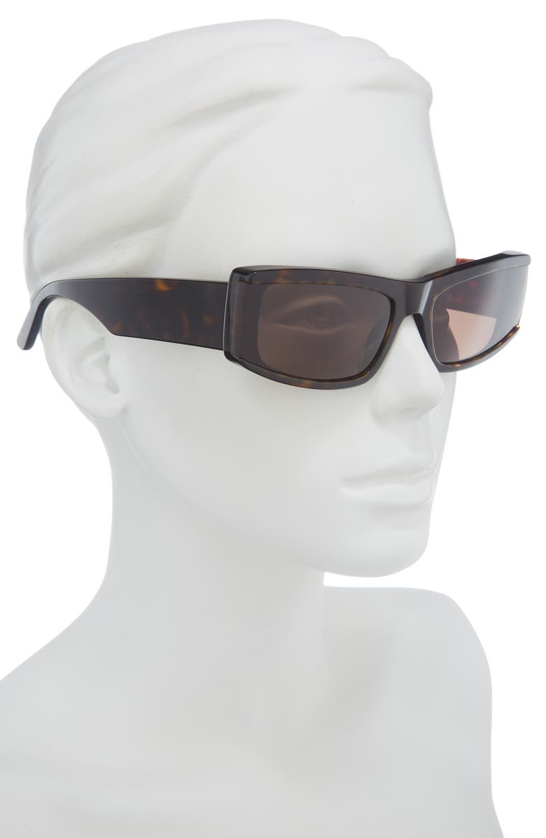 Balenciaga 66mm Oversize Rectangular Sunglasses, Alternate, color, Havana Havana Brown