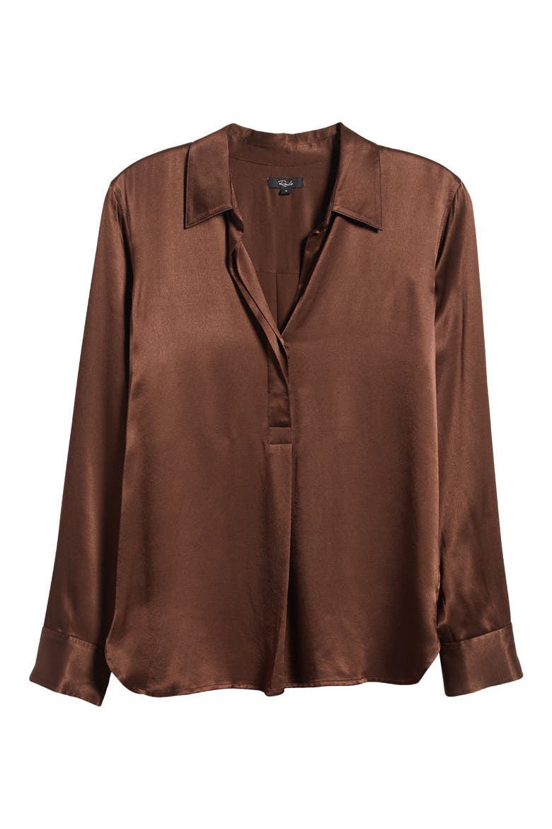 Nissa Satin Button-Up Shirt, Alternate, color, MOSS