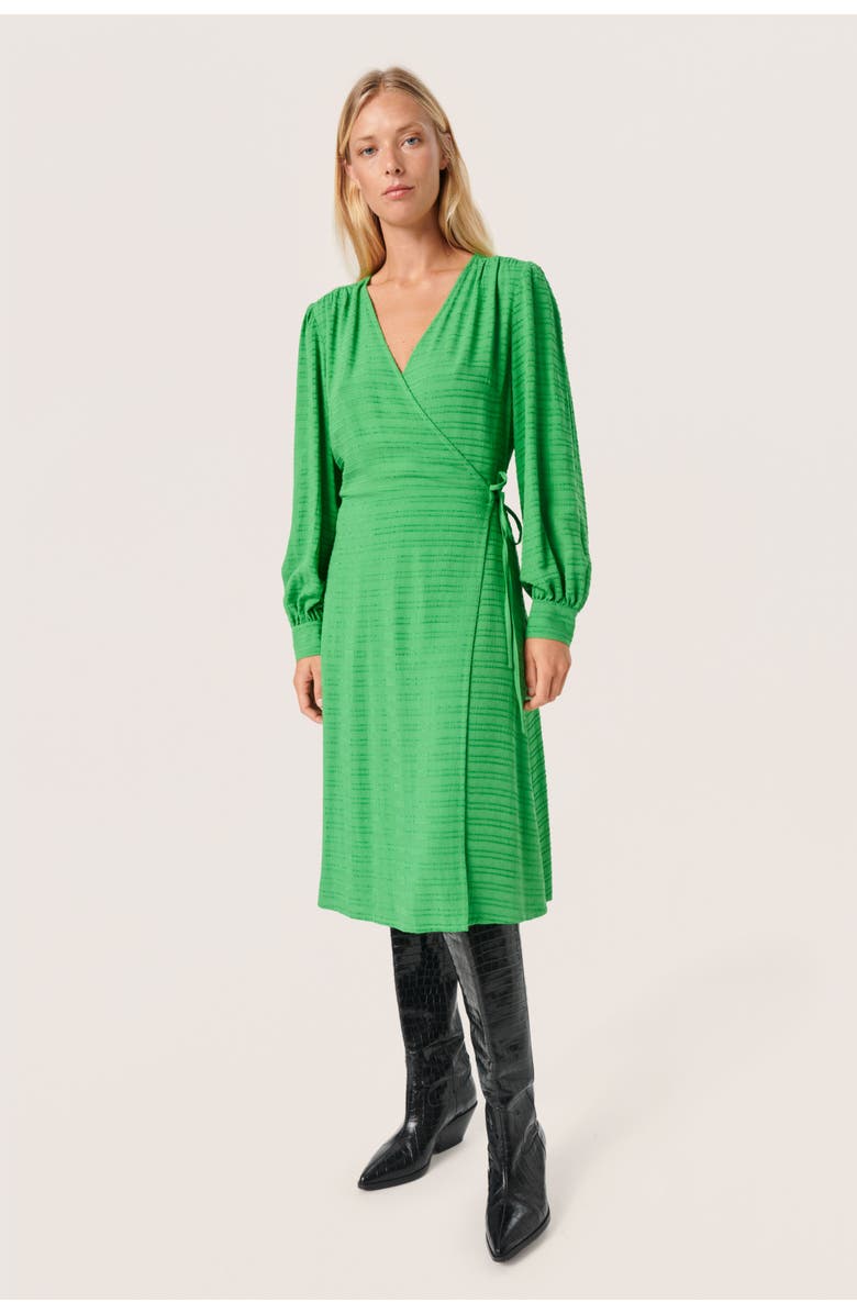 Soaked in Luxury Catina Long Sleeve V-Neck Wrap Dress, Main, color, Medium Green