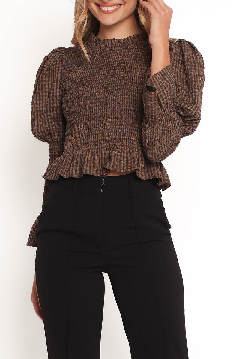 Petal & Pup Nora Smocked Top, Main, color, Check