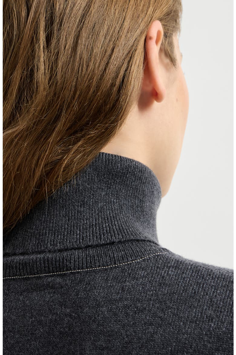 Cashmere turtleneck sweater with monili, Alternate, color, Dark Grey