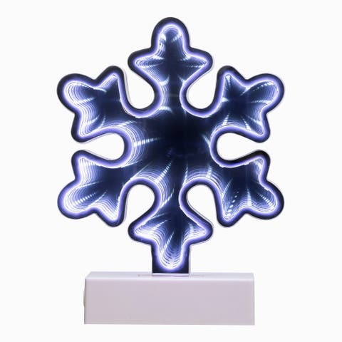 LED 3D Snowflake Christmas Infinity Mirror Light - 7.75"