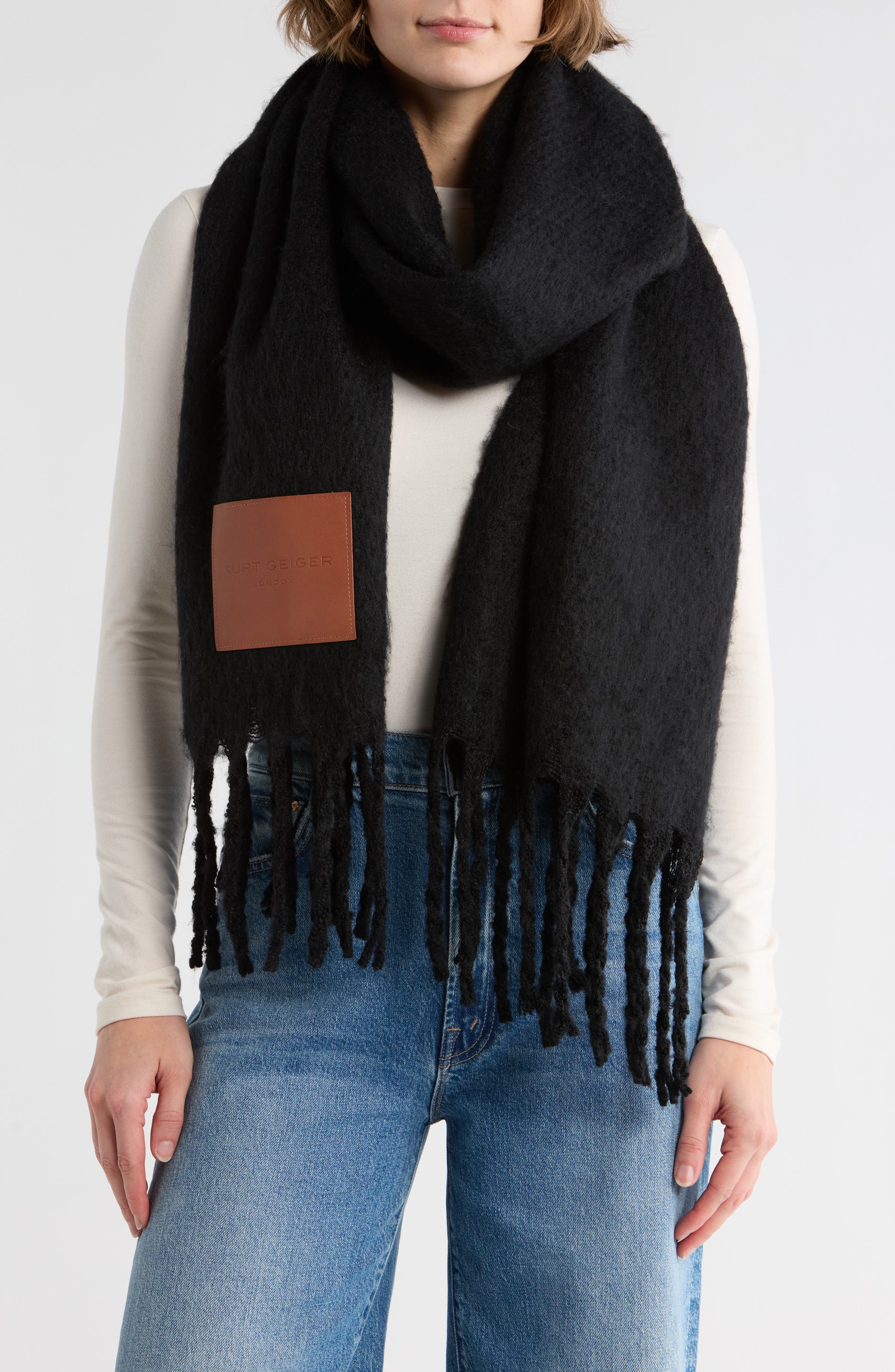Kurt Geiger London Yarn Dyed Fringe Trim Scarf