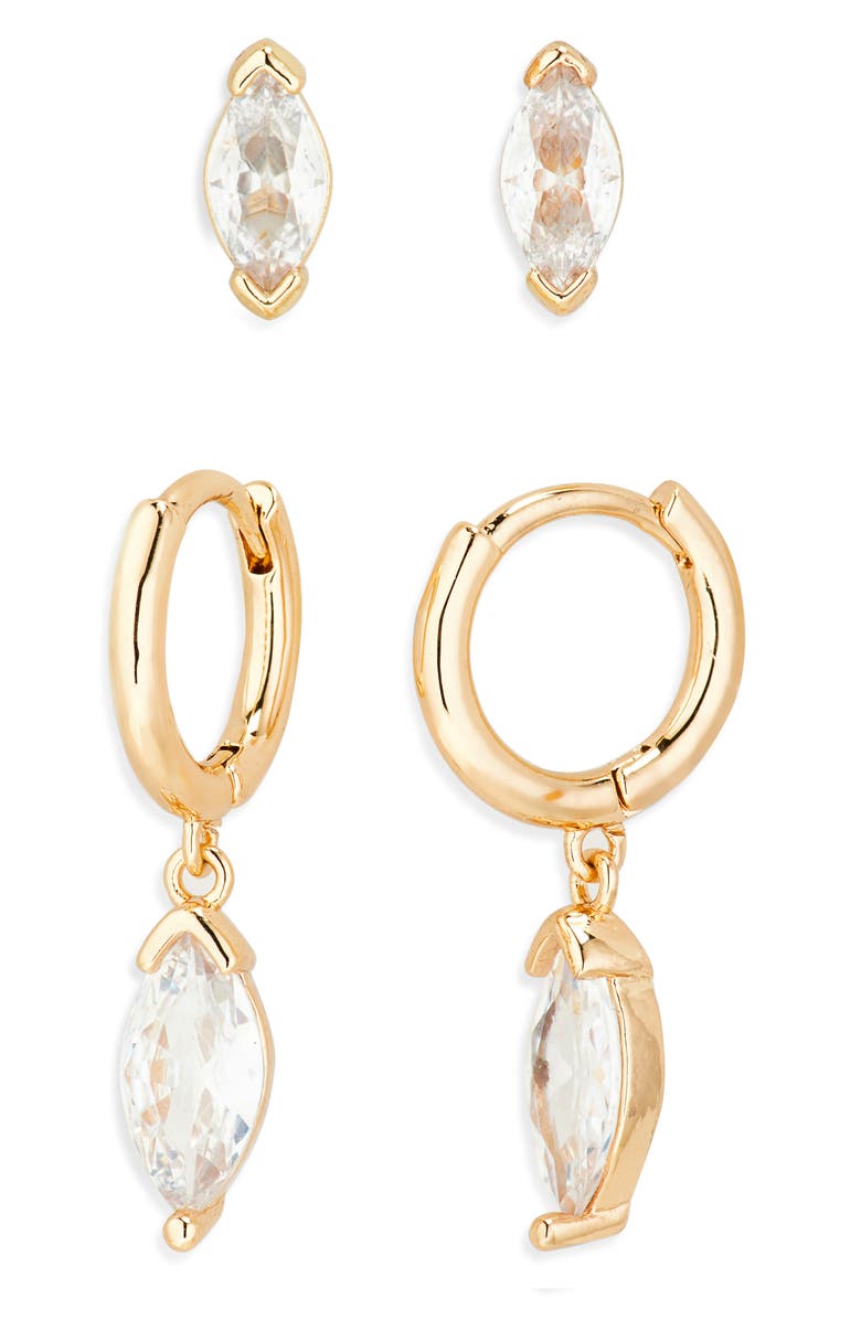 NORDSTROM RACK Two-Piece Stud & Hoop Earrings Set, Main, color, 