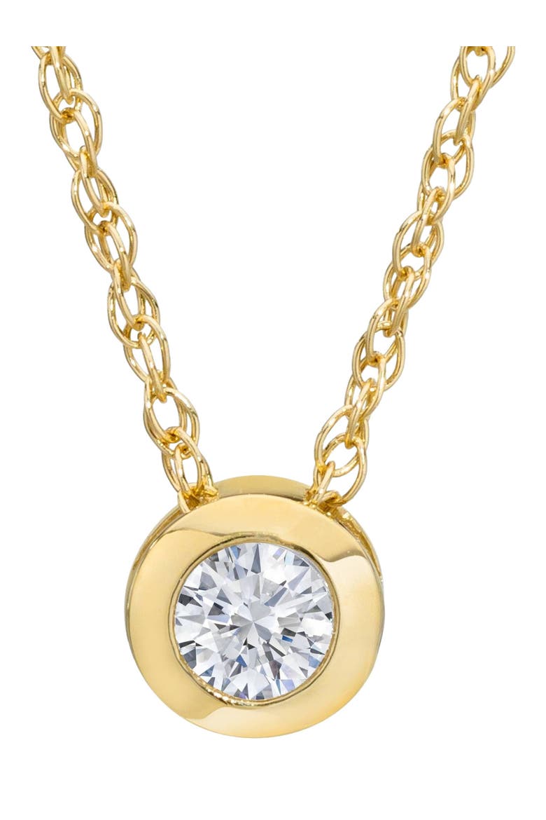 14K Gold 1/4ct Round Lab Grown Diamond Solitaire Bezel Pendant, Main, color, 14k Yellow Gold