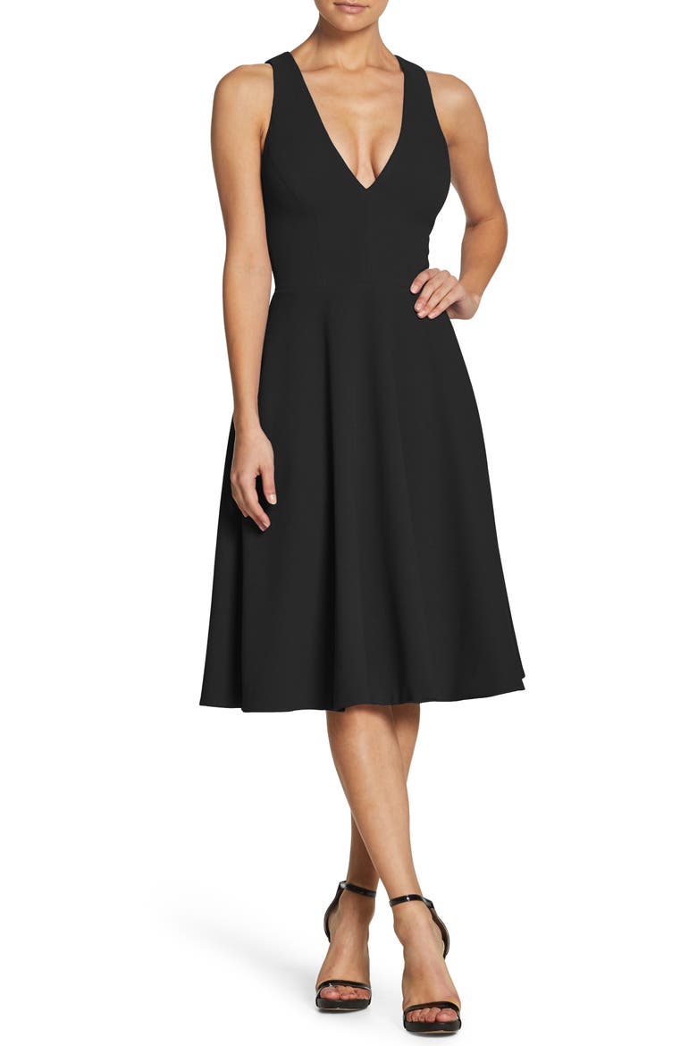 Catalina Fit & Flare Cocktail Dress, Main, color, BLACK