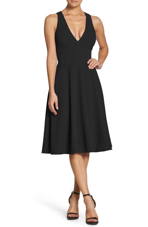 Black fit and flare cocktail dress on sale