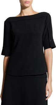 Theory Elbow Sleeve Boat Neck Top
