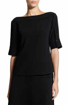 Theory Elbow Sleeve Boat Neck Top