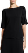 Theory Elbow Sleeve Boat Neck Top