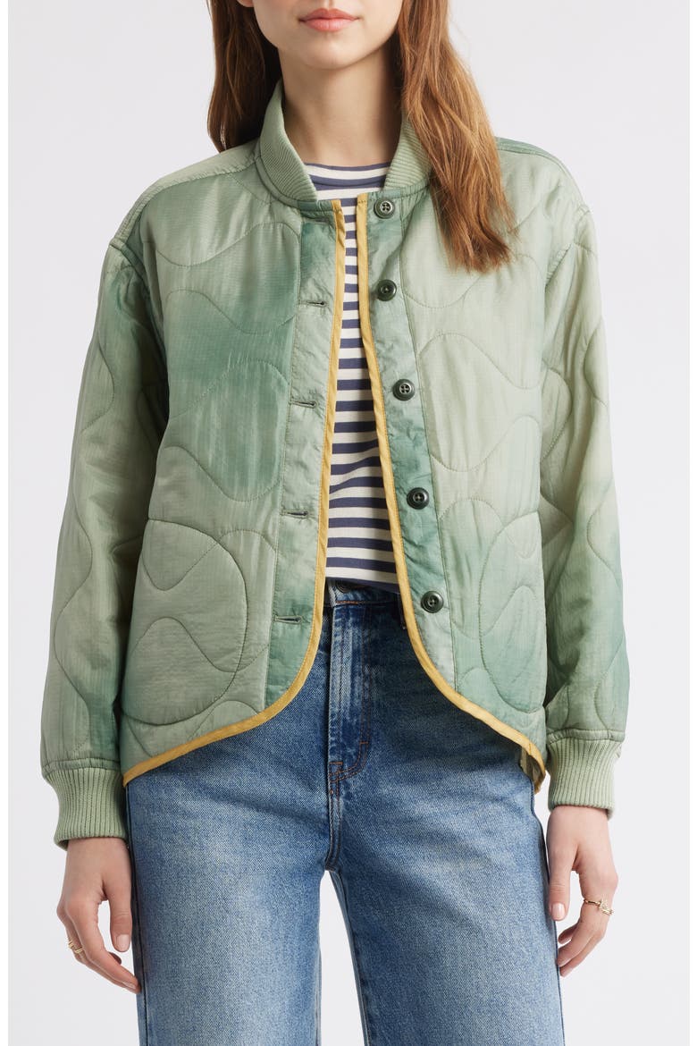 The Quilted Liner Jacket, Main, color, MOTTLED GREEN