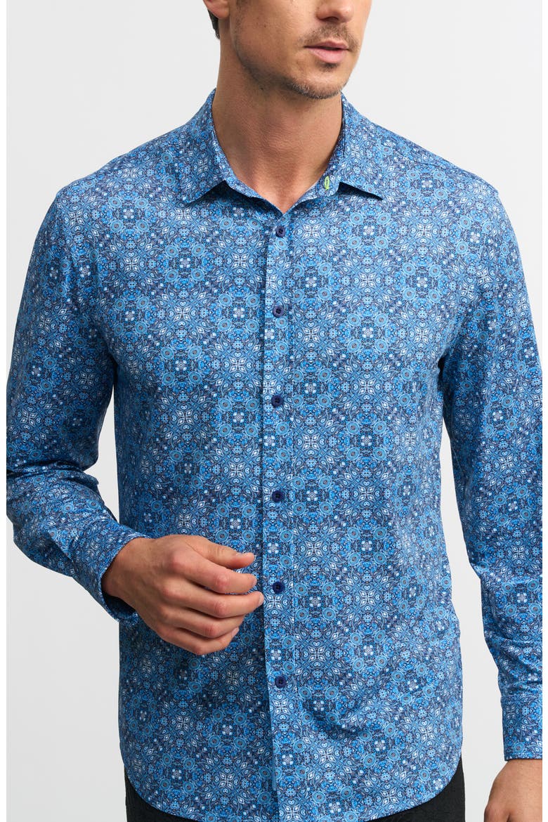 Zante Performance Button-Up Shirt, Main, color, BLUE