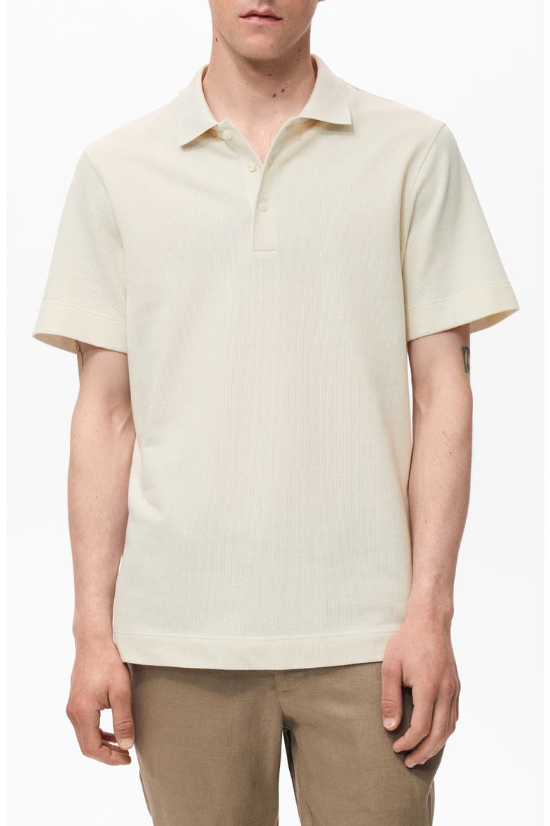 Fine Rib-Knit Polo, Main, color, IVORY WHITE