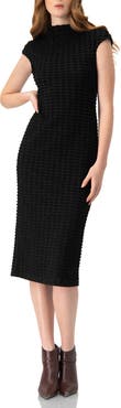 IVONNE Sleeveless Black Midi Dress