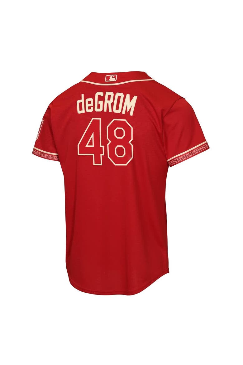 Youth Nike Jacob deGrom Red Texas Rangers 2026 City Connect Stadium Jersey, Alternate, color, Red