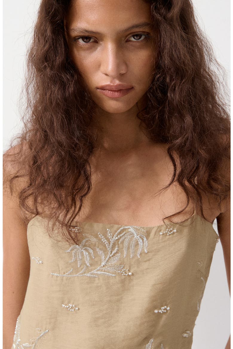 Embroidered Minidress, Alternate, color, BEIGE
