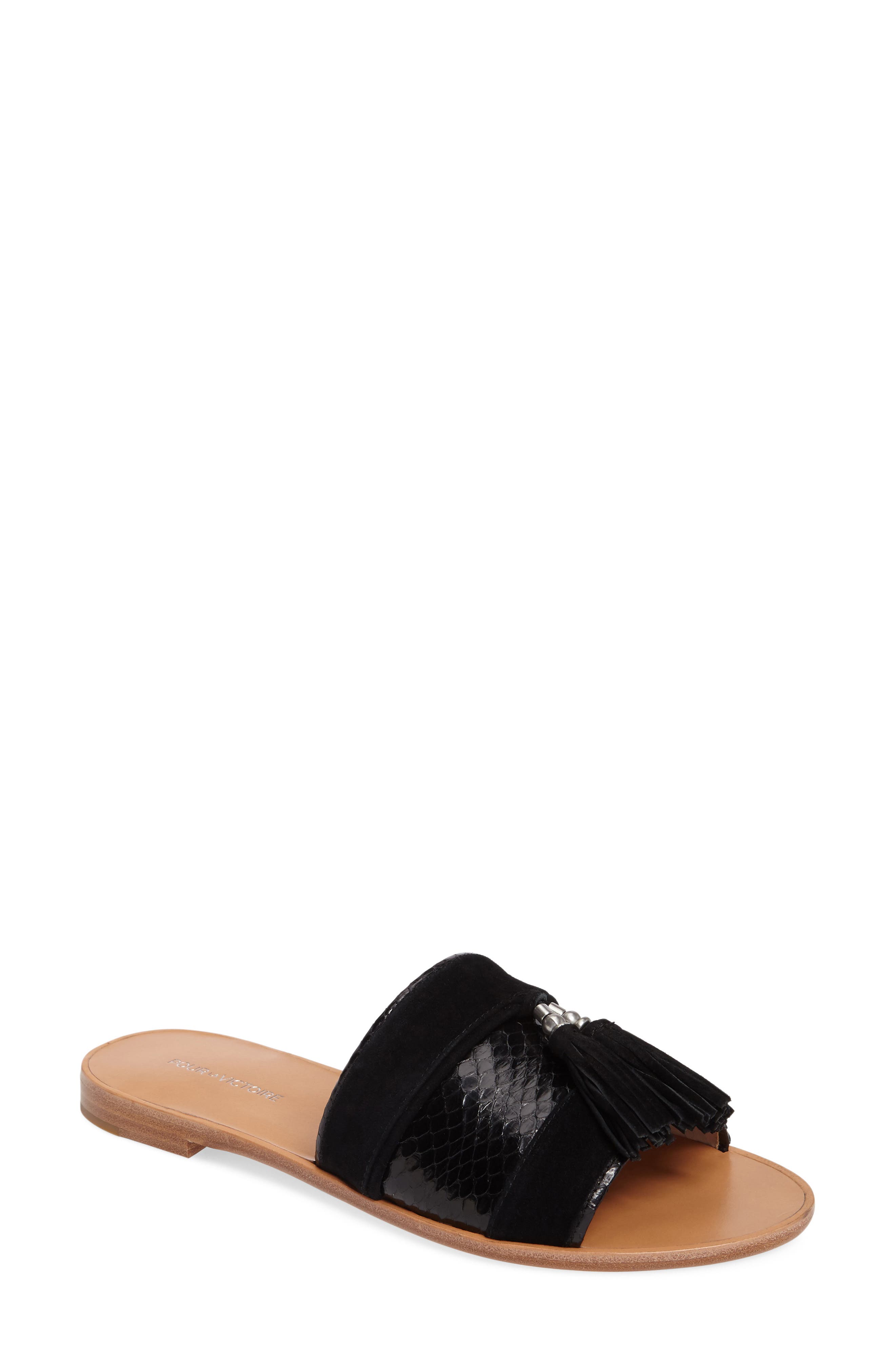 Pour la Victoire Lake Genuine Snakeskin Slide Sandal, Main, color, 