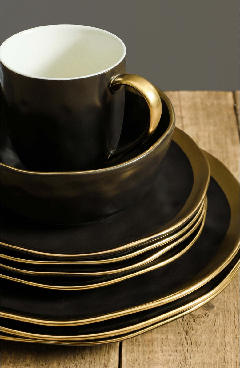Stone Lain Florian Porcelain 16-Piece Dinnerware Set, Alternate, color, Black
