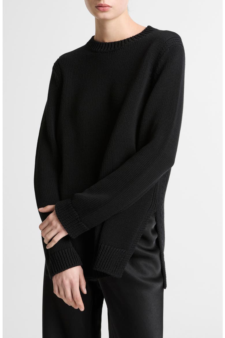 Cotton Blend Tunic Sweater, Main, color, BLACK