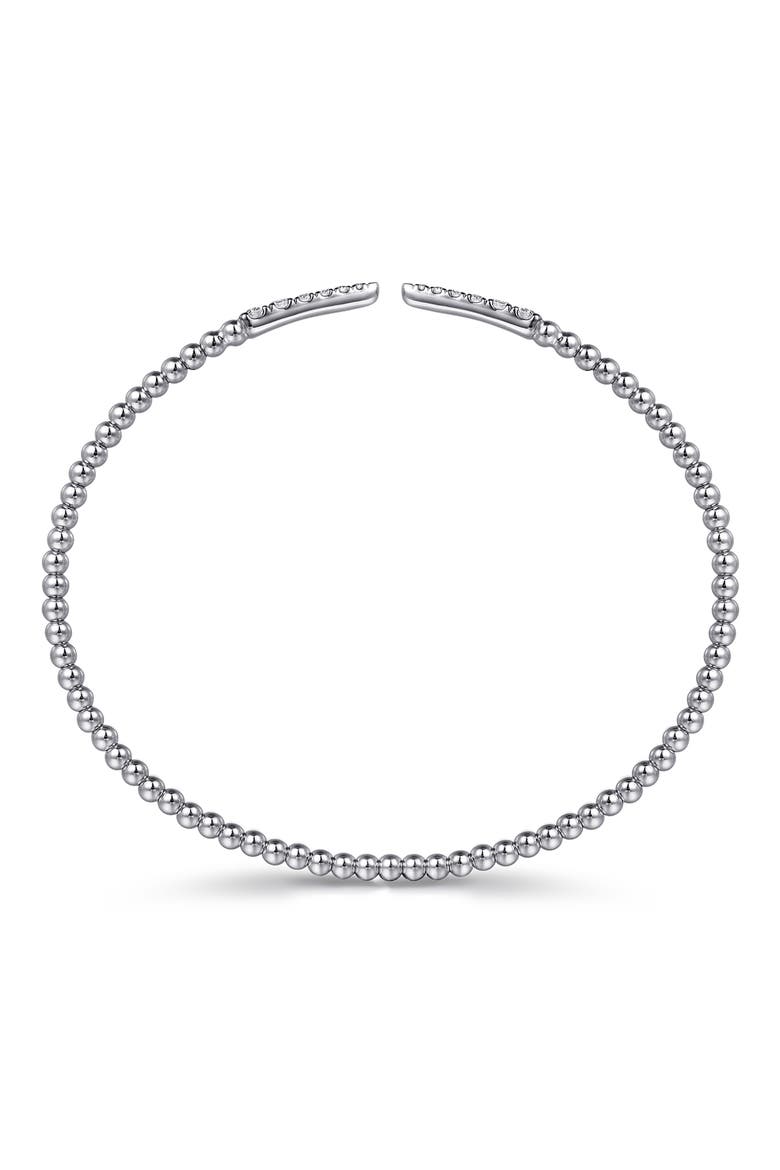 Bujukan Pointed Diamond Beaded Cuff Bracelet, Alternate, color, WHITE GOLD