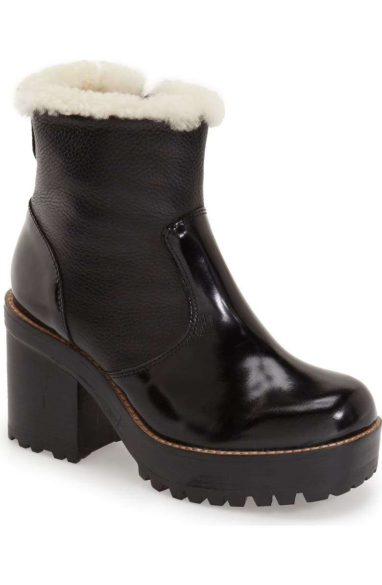 Jeffrey Campbell 'Eureka' Genuine Shearling Ankle Boot, Main, color,