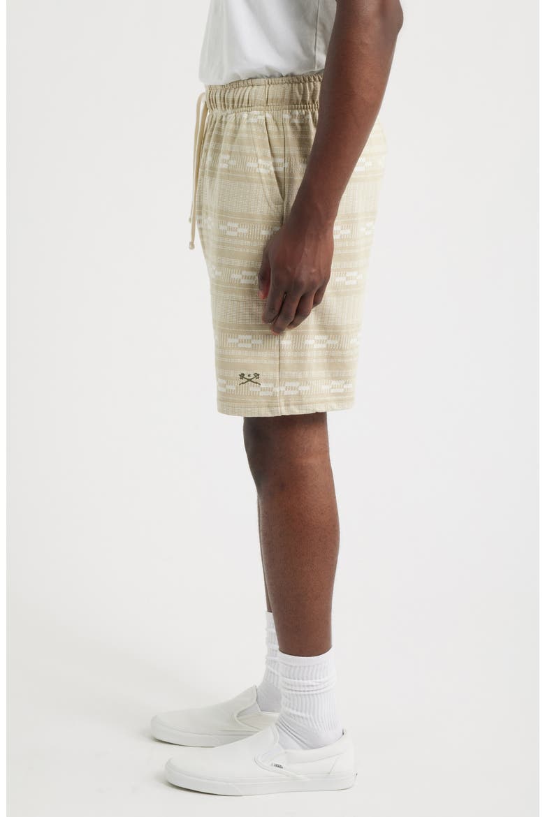 Cyrus Stripe French Terry Drawstring Shorts, Alternate, color, MOSS/ WHITE