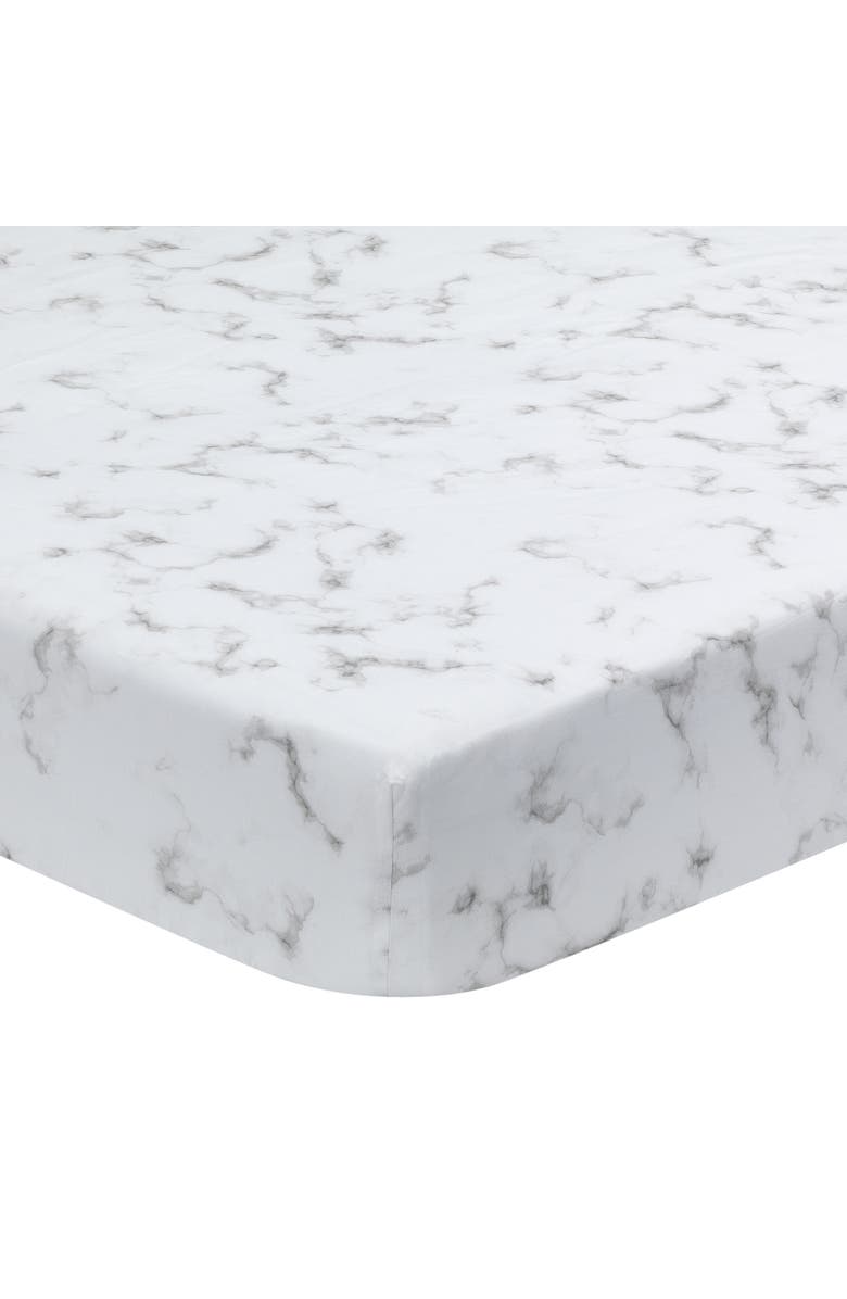 Lambs & Ivy Signature Marble Organic Cotton Fitted Crib Sheet, Main, color, Gray