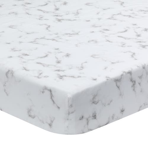 Lambs & Ivy Signature Marble Organic Cotton Fitted Crib Sheet In Gray