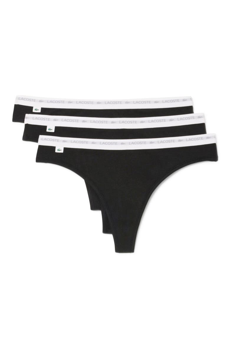 3-Pack Stretch Cotton Thongs, Main, color, BLACK