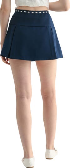 Lace Contrast Pleat Skort