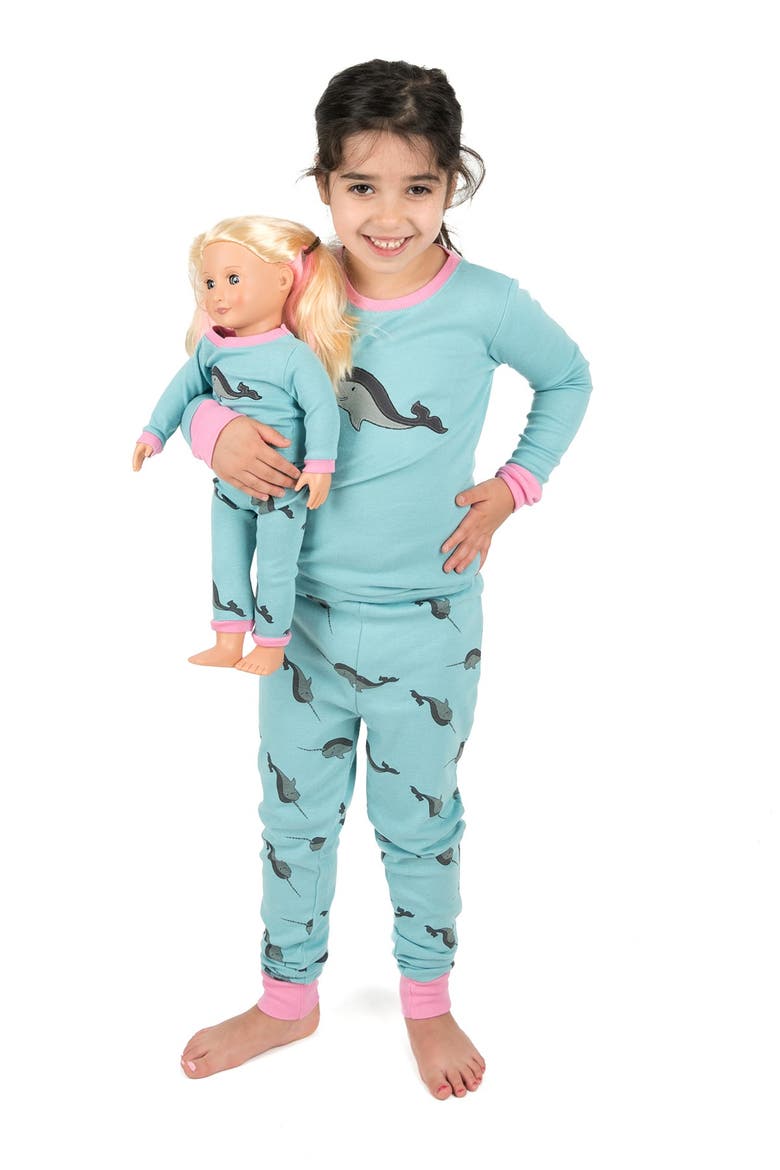 Girls 2-pc. Cotton Pajamas with Matching Doll Accessory - Animal Prints, Alternate, color, BLUE
