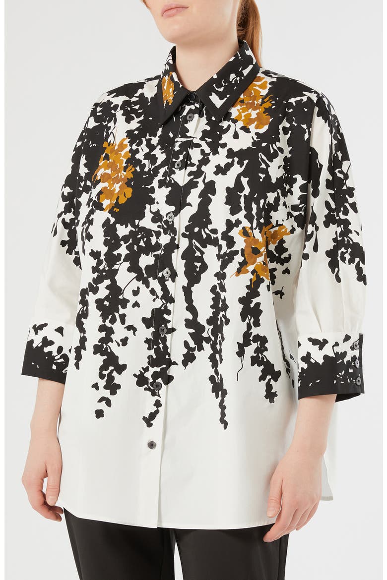Calao Cotton Button-Up Shirt, Main, color, WHITE BLACK