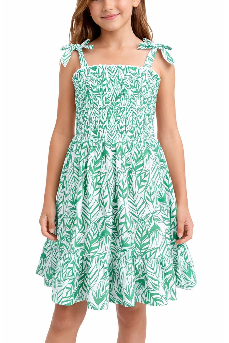 Kids' Box Strap Smocked Dress, Alternate, color, KELLY GREEN
