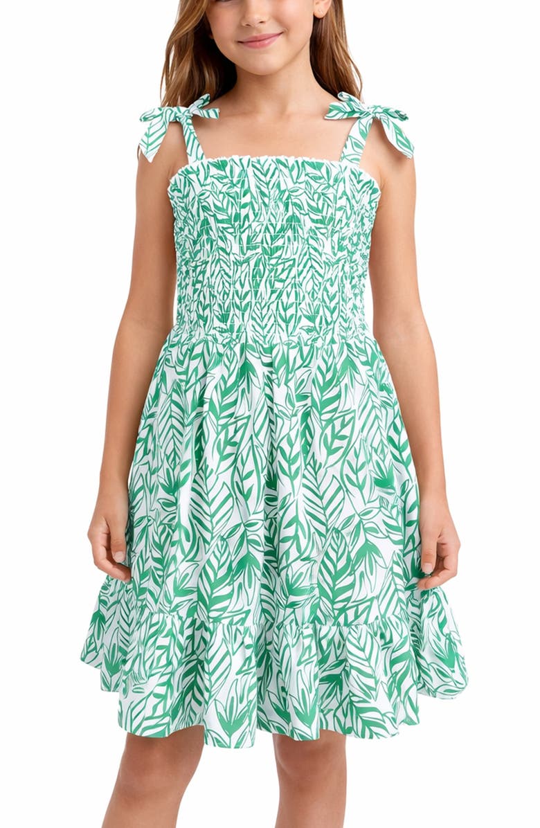 Zunie Kids' Box Strap Smocked Dress, Alternate, color, Kelly Green