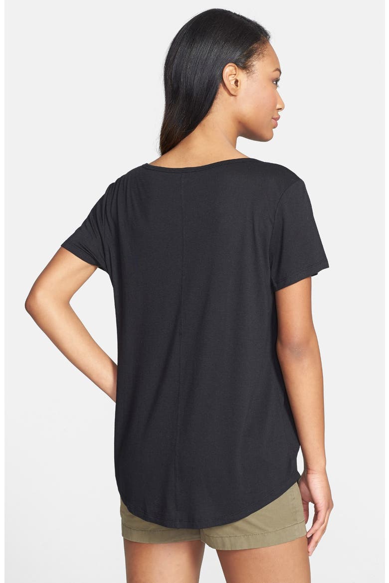 Short Sleeve Modal & Linen Tee, Alternate, color, BLACK