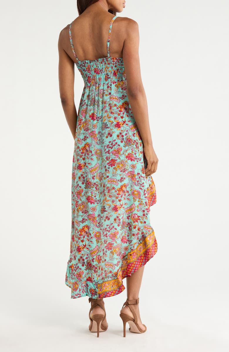 La Fiorentina Strappy High Low Dress, Alternate, color, Blue/ Pink