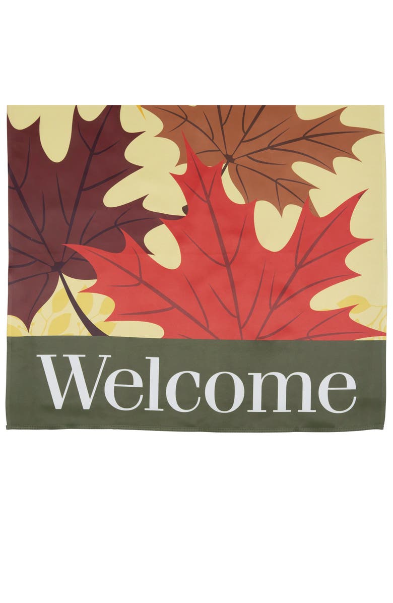 Northlight Red and Yellow Fall Leaves Welcome Outdoor House Flag 28" x 40", Alternate, color, Beige