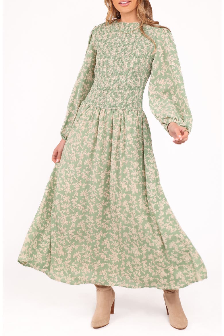 Ashara Long Sleeve Maxi Dress, Main, color, GREEN FLORAL