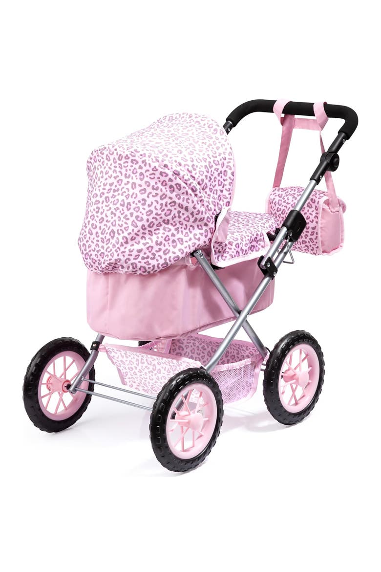 Trendy Pram Pink & Animal Print Fits Dolls Up To 18 Inches, Alternate, color, Pink
