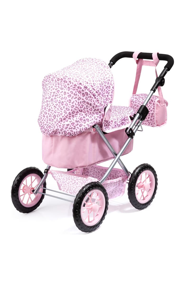Bayer Design Trendy Pram Pink & Animal Print Fits Dolls Up To 18 Inches, Alternate, color, Pink