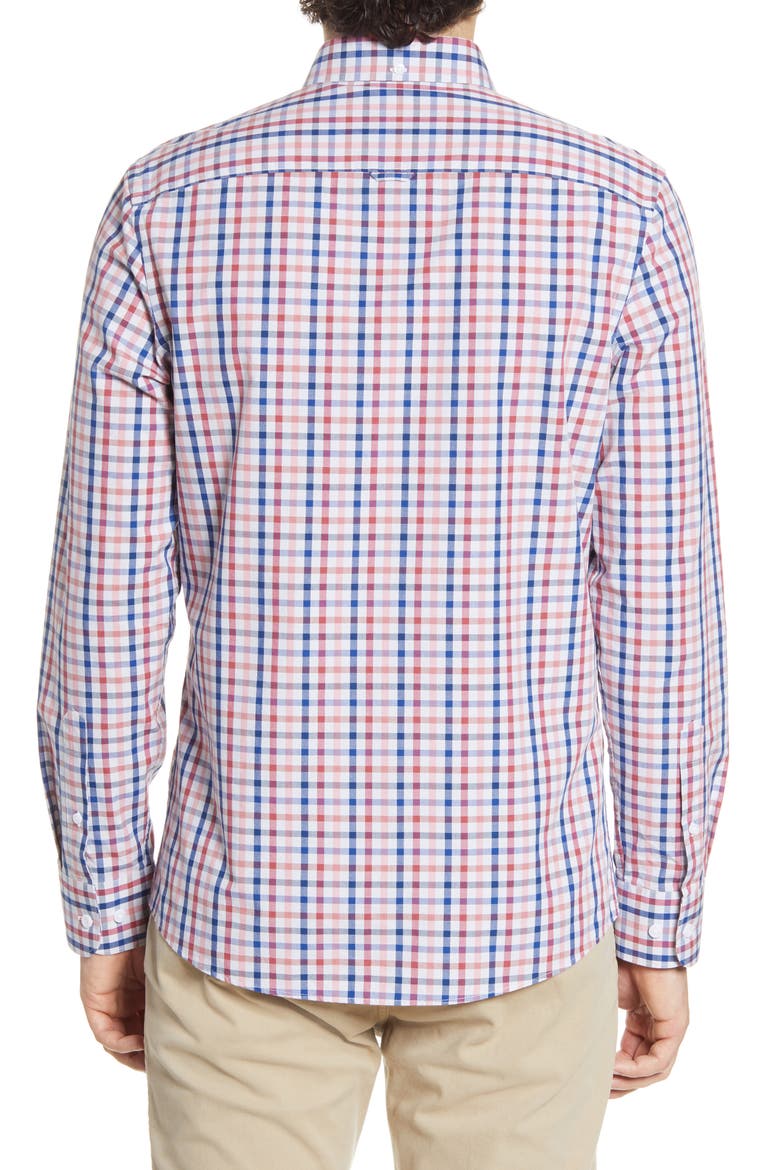 Slim Fit Stripe Button-Down Shirt, Alternate, color, GREY RED AMERICANA CHECK