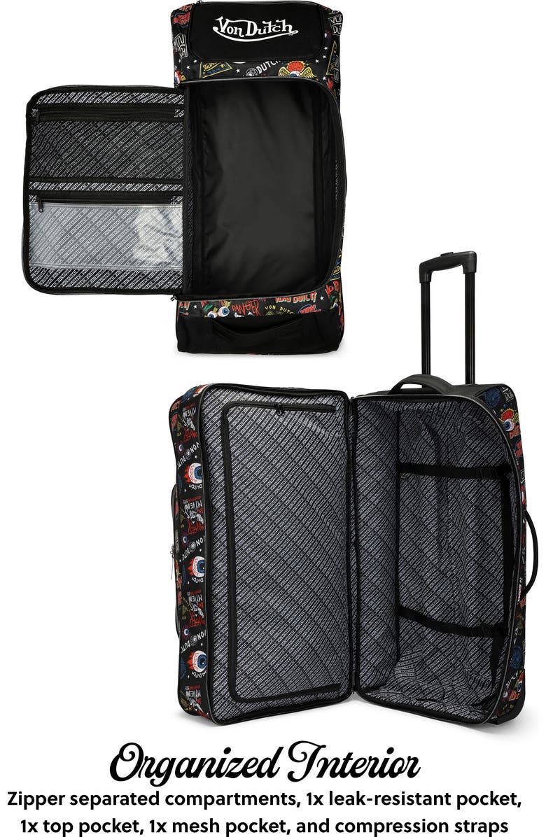 Von Dutch Jax Black Rolling Duffel 2-Piece Set, Alternate, color, Jax Black
