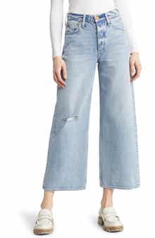 rag & bone Andi Distressed High Waist Wide Leg Ankle Jeans