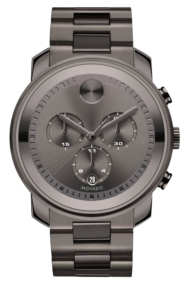 Bold Chronograph Bracelet Watch, 44mm, Main, color, GUNMETAL