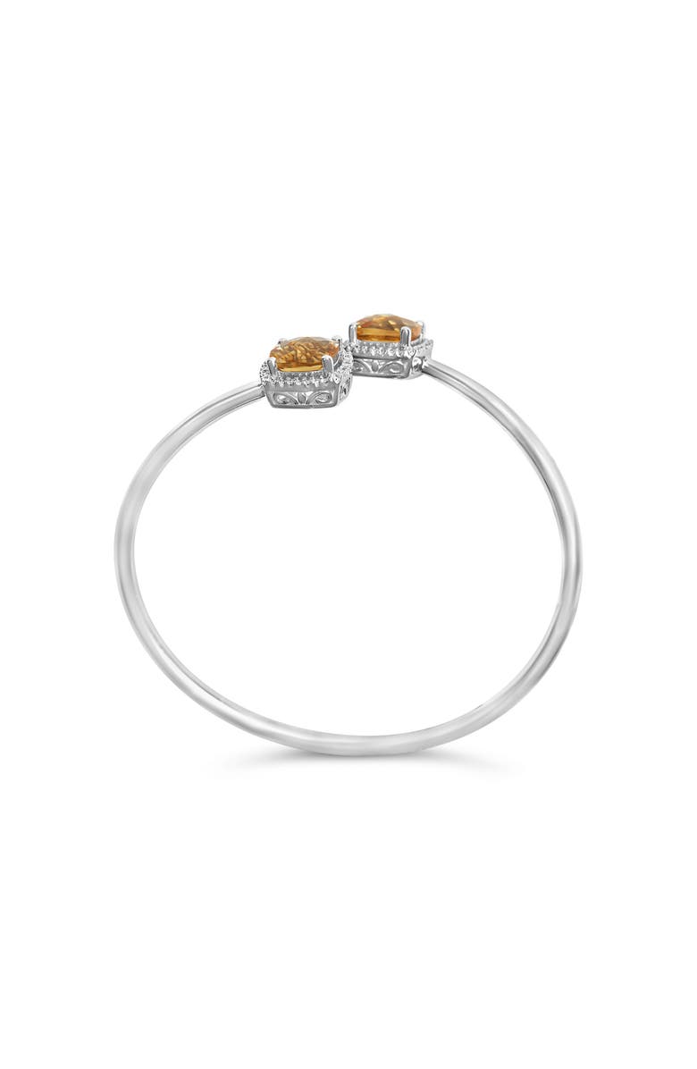 Haus of Brilliance Silver 8mm Yellow Citrine and Diamond Accent Split Bypass Bangle Bracelet, Alternate, color, White