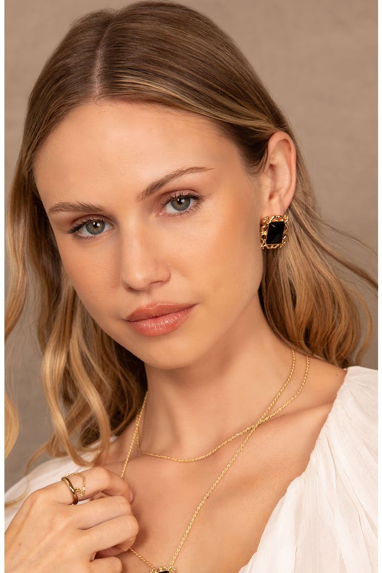 Viva Stud Earrings, Alternate, color, GOLD/ BLACK